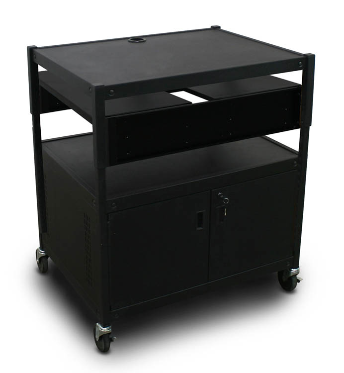 Adjustable Cart with 2 Pull-Out Side-Shelves, Cabinet, and Electrical by Marvel