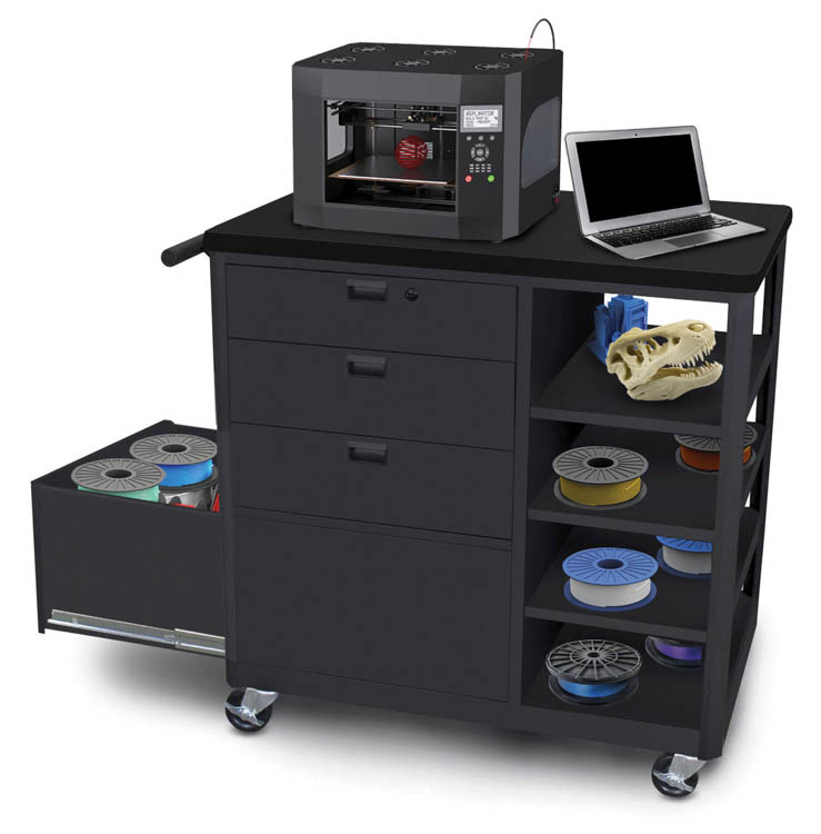 Steel 3D Printer Cart with Three Storage Drawers by Marvel