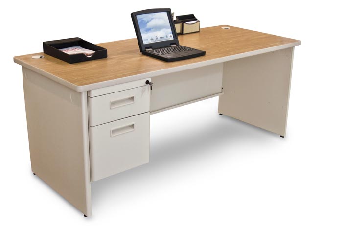 72" x 36" Single Pedestal Steel Desk by Marvel