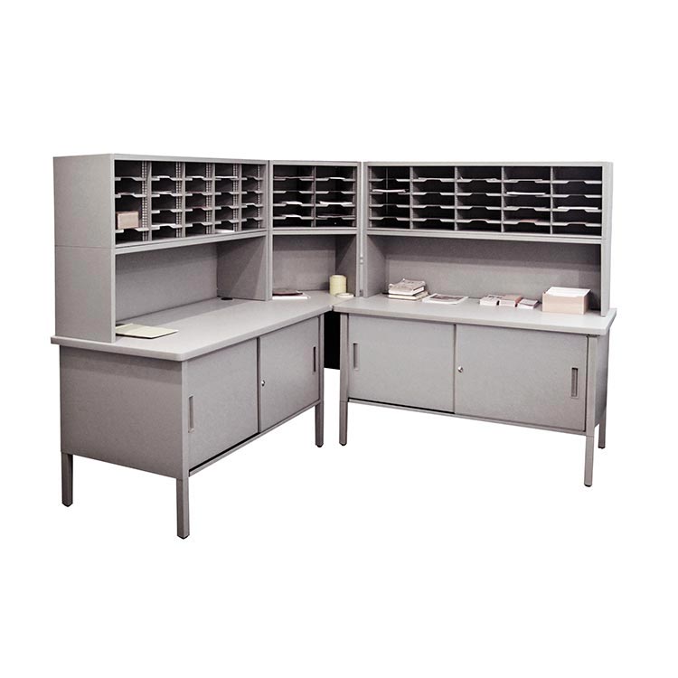 60 Adjustable Slot Corner Literature Organizer with Riser and Cabinet by Marvel