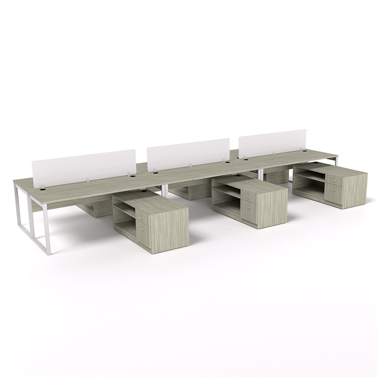 6 Person Benching Workstation with Low Storage by WFB Designs