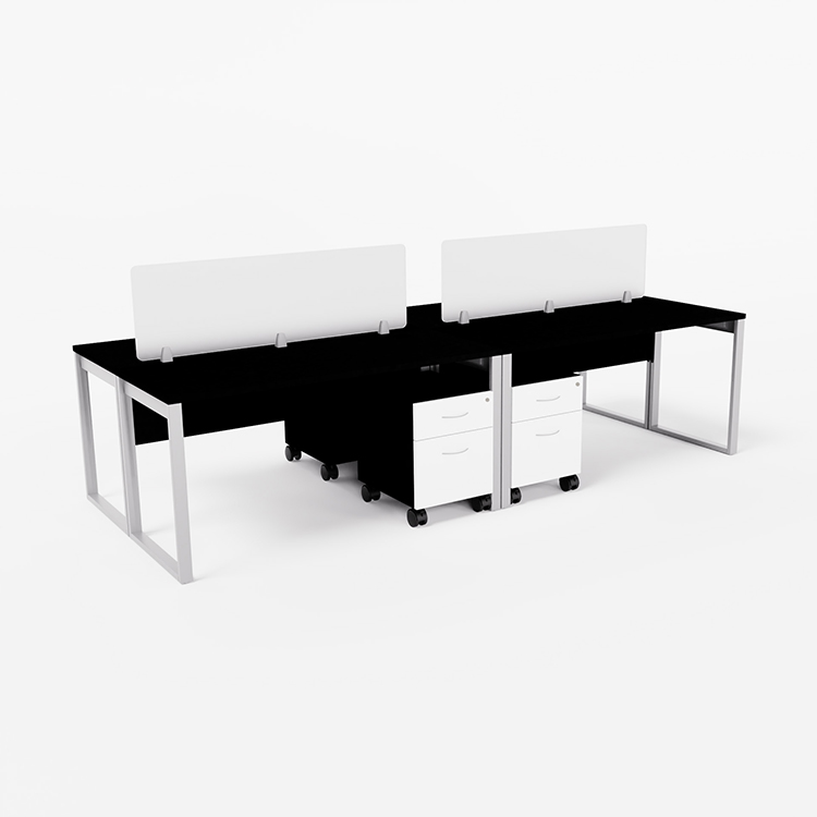 4 Person Benching Workstation with Mobile File Cabinets by WFB Designs