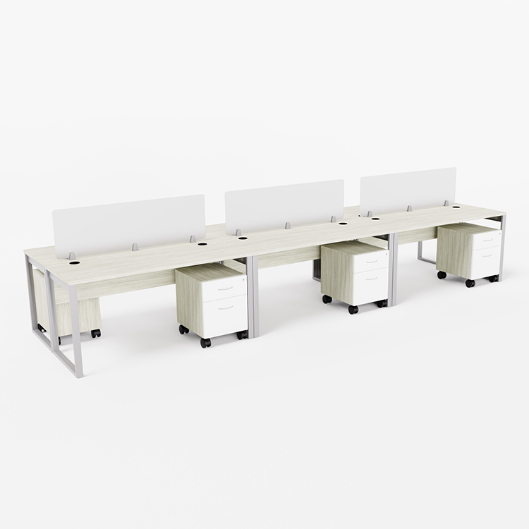 6 Person Benching Workstation with Mobile File Cabinets by WFB Designs