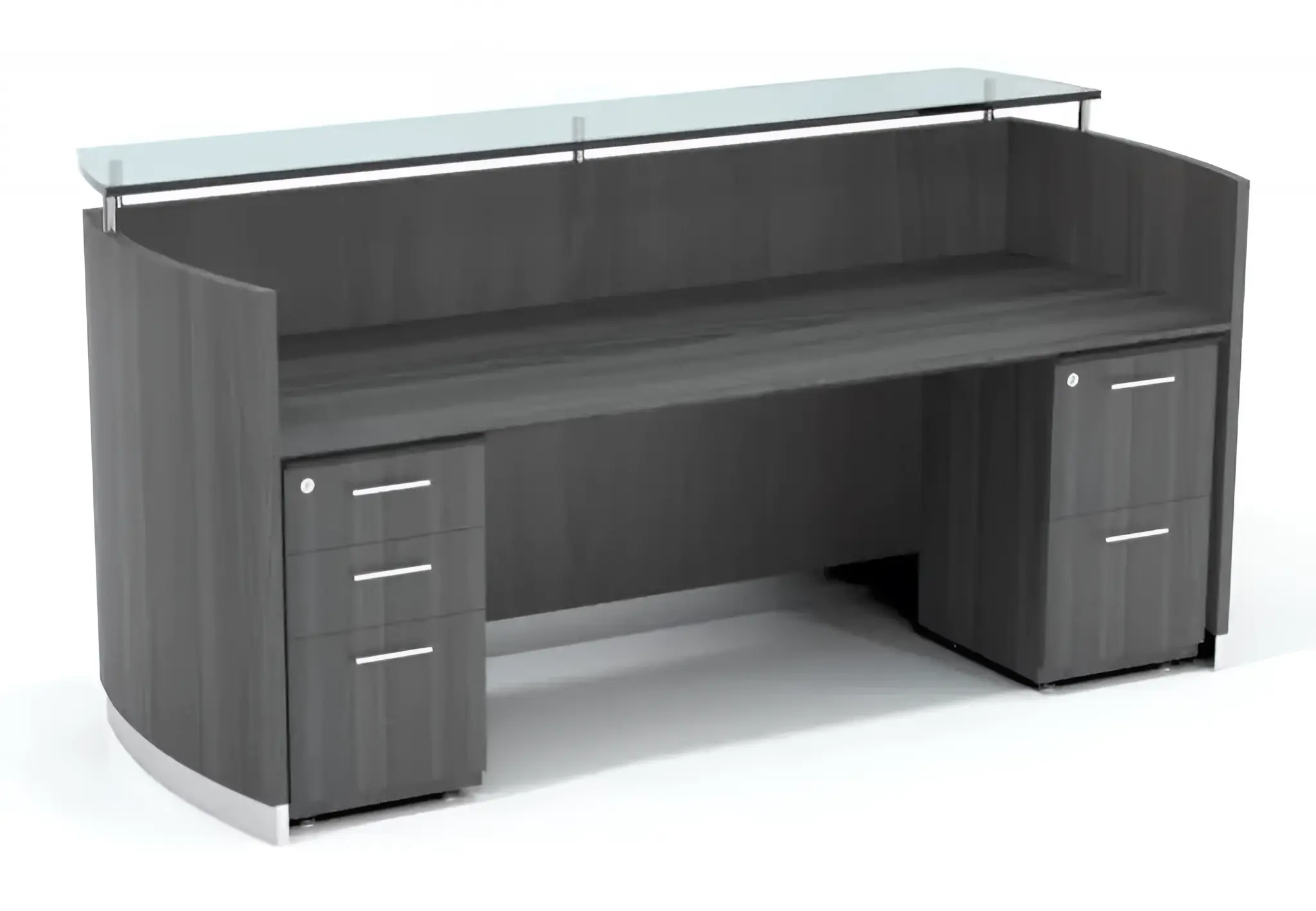 Reception Desk Reception Height 87in W x 37in D with 2 and 3 Drawer Pedestals by Mayline Office Furniture
