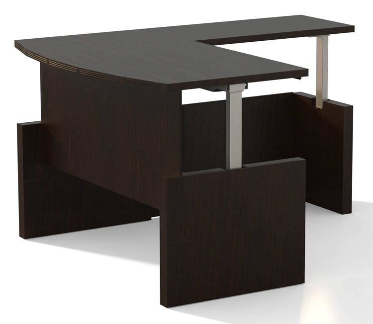 Height-Adjustable 6ft Bow Front L-Desk by Mayline Office Furniture