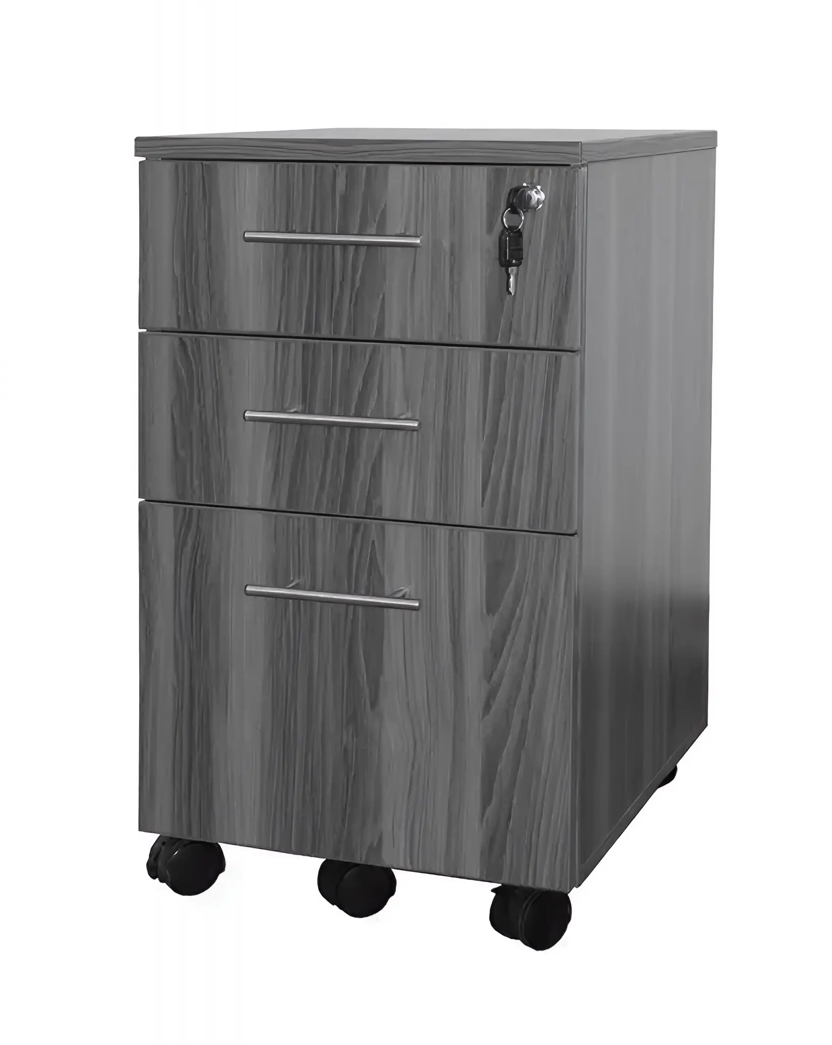Safco Medina 3-Drawer Mobile Vertical File Cabinet, Letter Size, Lockable, 26.75"H x 15.5"W x 18"D, Gray (MNBBFLGS)