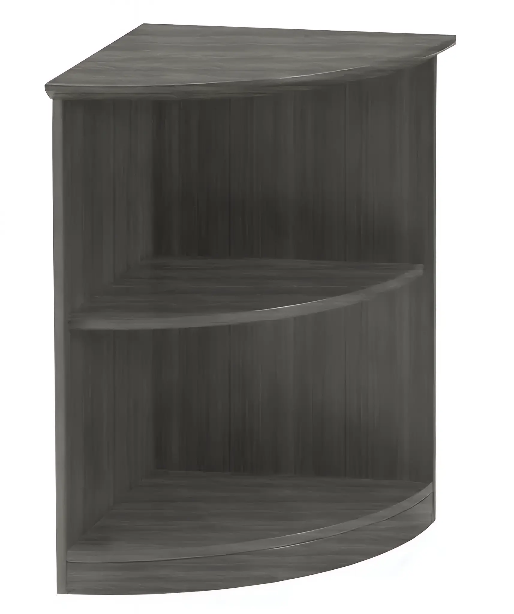 Medina Series Quarter-Round Corner 2 Shelf Bookcase Gray Steel