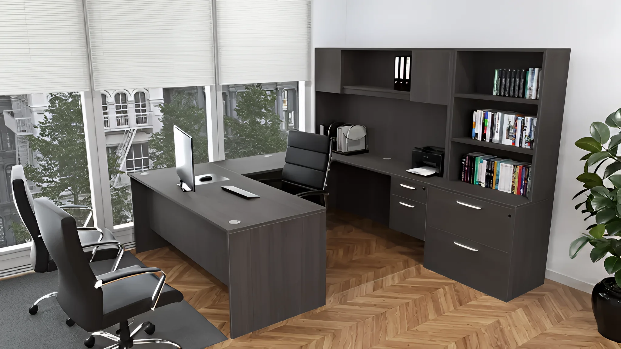 U-Shaped Desk 71in x 97in Double Pedestal with Lateral File by NDI Office Furniture