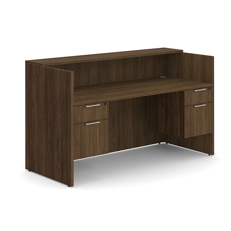 72in Reception Desk with Transaction Top and Double Hanging Pedestal by WFB Designs