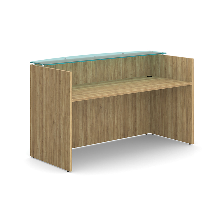 Reception Desk Shell w/ Laminate Bow Front Glass Counter by WFB Designs