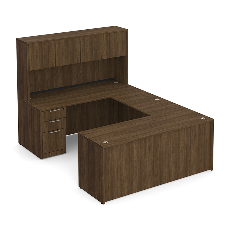 72in W x 96in D Double Pedestal U-Desk with 4 Door Hutch by WFB Designs