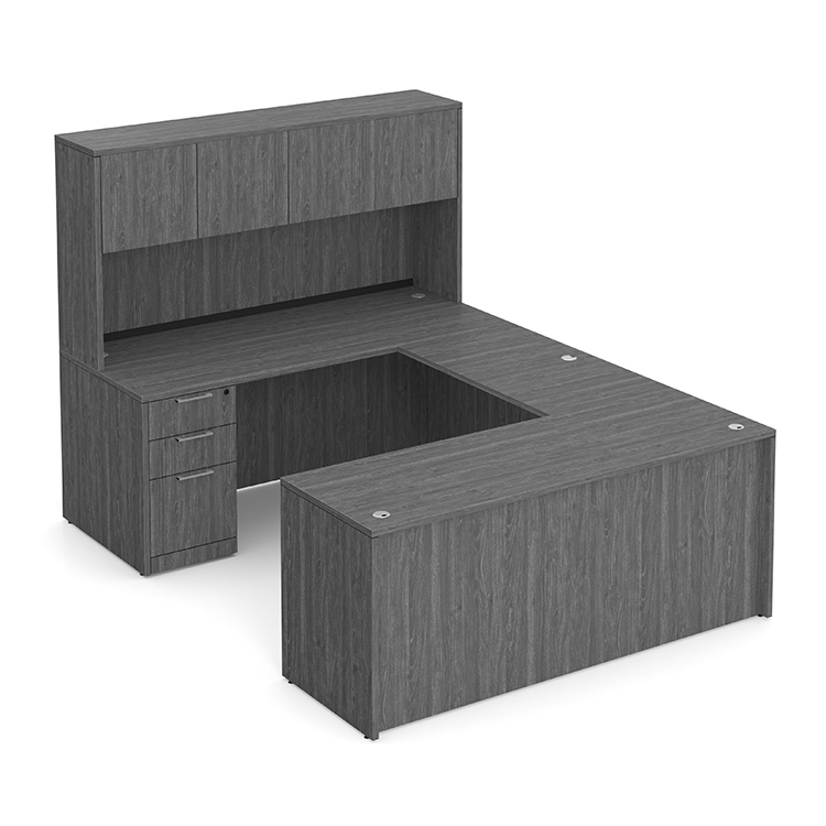 66in W x 96in D Double Pedestal U-Desk with 4 Door Hutch by WFB Designs