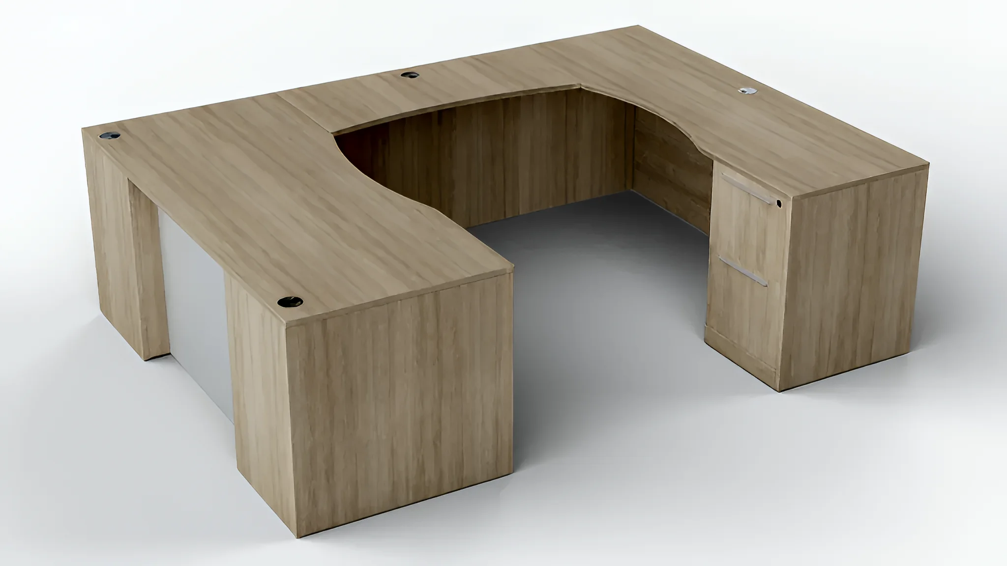 U-Desk 71in W x 102in D with 2 and 3 Drawer Pedestals by WFB Designs