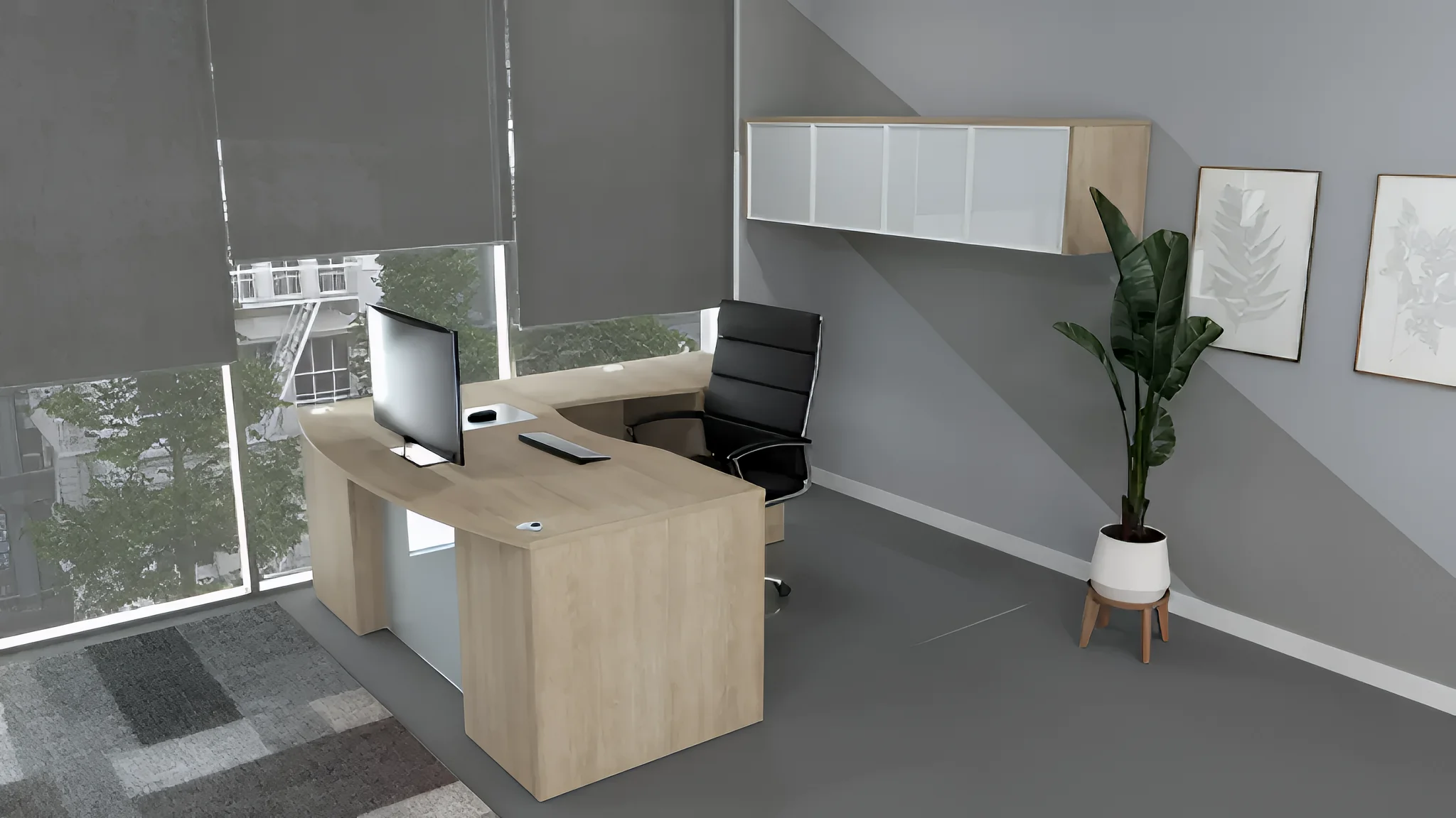 L-Desk 66in W x 72in D with 2 and 3 Drawer Pedestals by WFB Designs