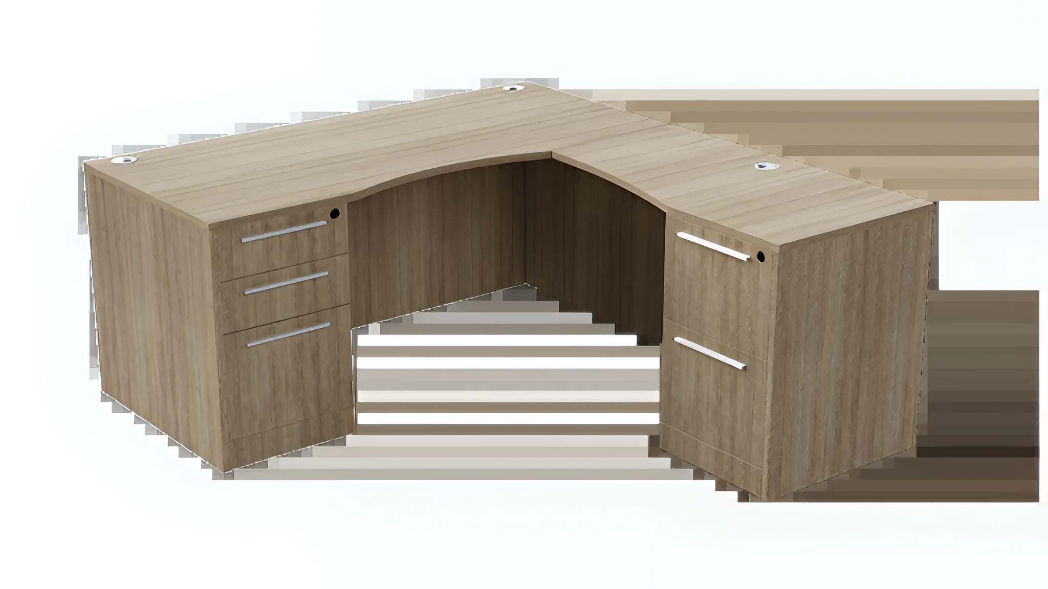 Bow-Front L-Desk 71in W x 84in D with 2 and 3 Drawer Pedestals by WFB Designs