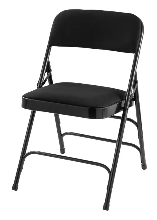 National Public Seating NPS 2300 Series Fabric Padded Premium Folding Chair, Black, 4/Pack (2310/4) | Quill