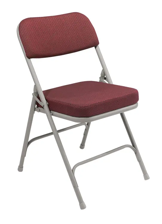 National Public Seating NPS 3200 Series Fabric Folding Chair, New Burgundy/Gray, 2/Pack (3218/2), Grey | Quill