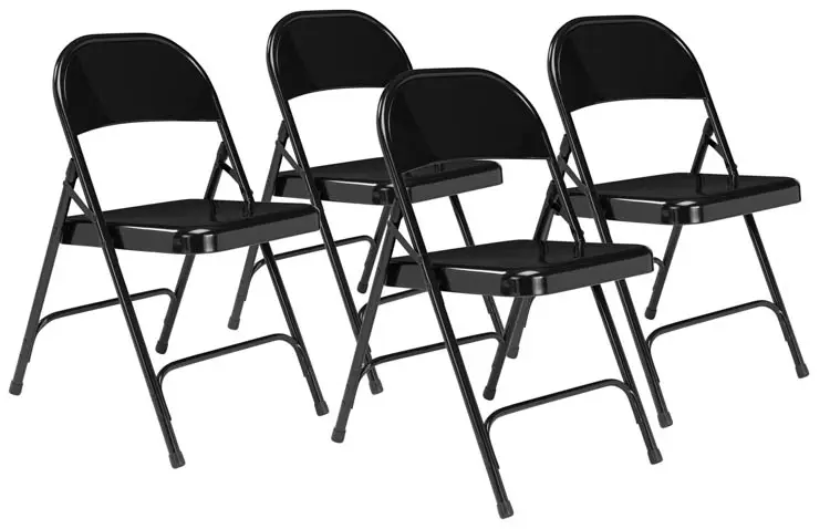 National Public Seating | NPS Pack of (4) 18-1/4" Wide x 18-1/2" Deep x 29-1/4" High, Steel Standard Folding Chairs - Black | Part #510