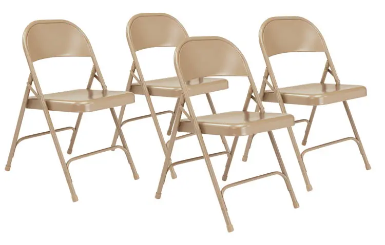 National Public Seating NPS 50 Series Standard All-Steel Folding Chair, Beige, 4/Pack (51/4) | Quill