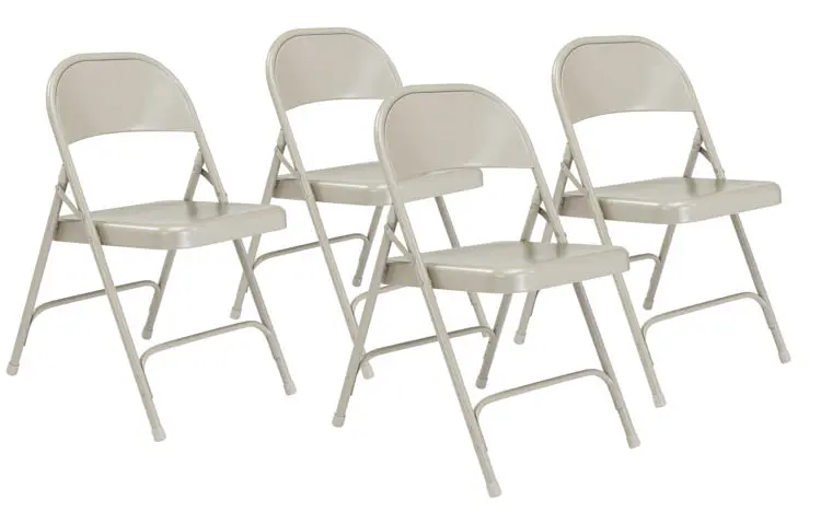 National Public Seating | NPS Pack of (4) 16-5/8" Wide x 16-1/4" Deep x 29-1/2" High, Steel Standard Folding Chairs - Gray | Part #52