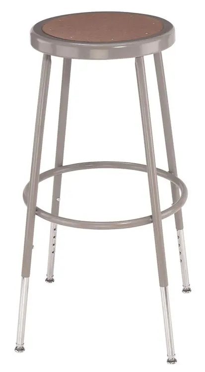 National Public Seating | NPS Adjustable Height Stool: Hardboard - Adjustable Height, 31 to 39" Seat Height, Steel Base | Part #6230H