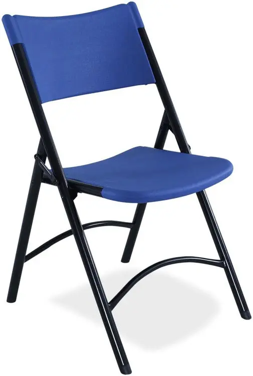 National Public Seating NPS #604 Blow Molded Folding Chairs, Blue/Black - 4 Pack | Quill