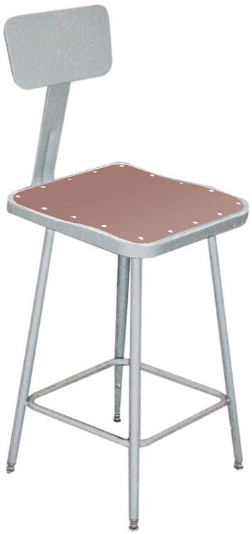 18in H Square Stool with Backrest by National Public Seating