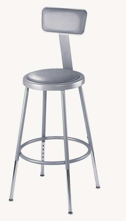 18"H Padded Stool with Backrest by National Public Seating