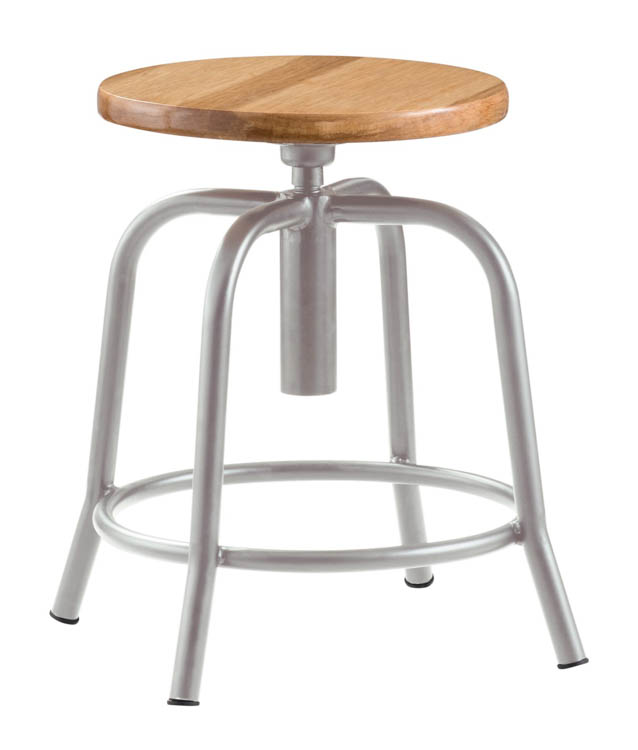 Adjustable Height Stool With Wooden Seat by National Public Seating