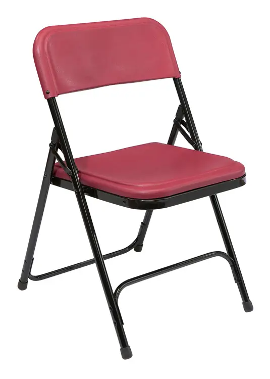 National Public Seating NPS #818 Premium Light-Weight Plastic Folding Chairs, Burgundy/Black - 4 Pack | Quill