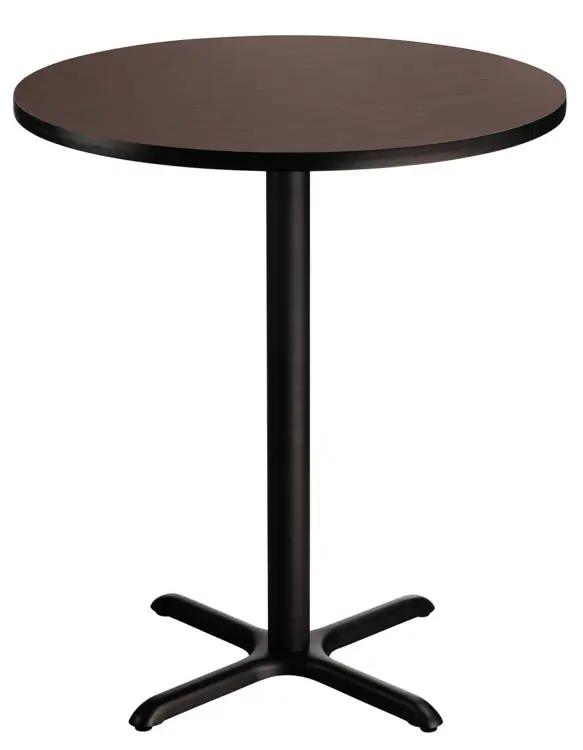 National Public Seating NPS CT Series 36 Round 42 Height Cafe Table, X Base, Black Frame/Mahogany Top (CT13636XBPBTMMY) | Quill