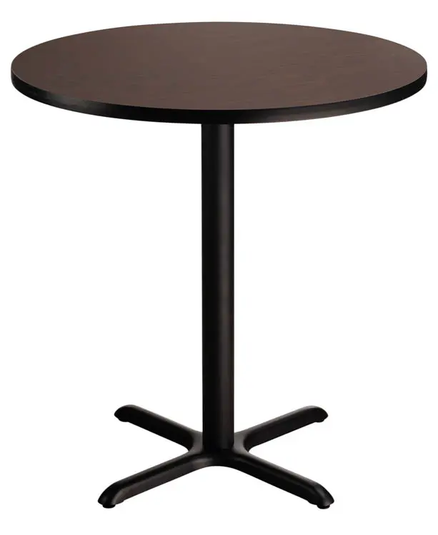 National Public Seating NPS CT Series 36 Round 36 Height Cafe Table, X Base, Black Frame/Mahogany Top (CT13636XCPBTMMY) | Quill