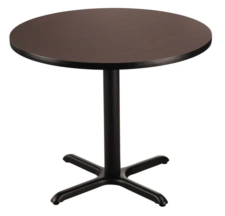 National Public Seating NPS CT Series 36 Round 30 Height Cafe Table, X Base, Black Frame/Mahogany Top (CT13636XDPBTMMY) | Quill