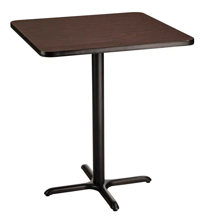 National Public Seating NPS CT Series 36 Square 42 Height Cafe Table, X Base, Black Frame/Mahogany Top (CT33636XBPBTMMY) | Quill