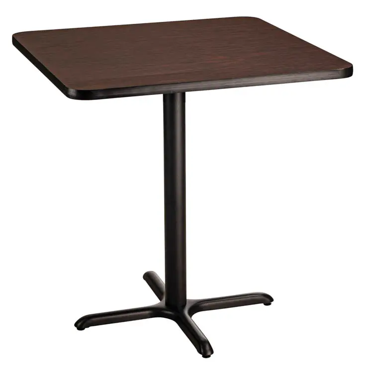 National Public Seating NPS CT Series 36 Square 36 Height Cafe Table, X Base, Black Frame/Mahogany Top (CT33636XCPBTMMY) | Quill