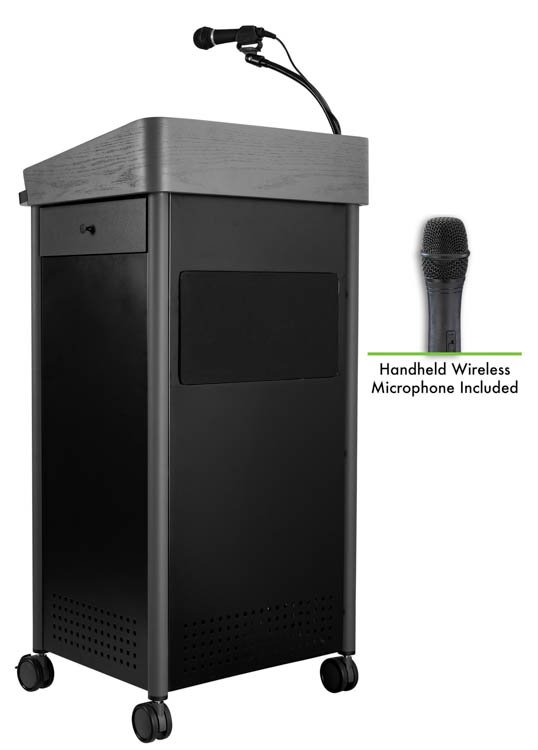 Lectern with Sound and Wireless Handheld Mic by National Public Seating