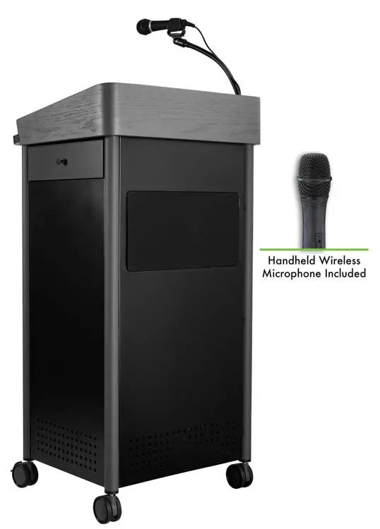 Lectern 24in W x 19in D x 46in H with Built-In Sound System by National Public Seating