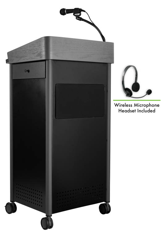 Lectern with Sound and Wireless Headset Mic by National Public Seating