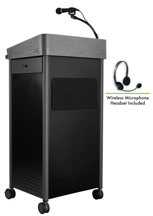 Lectern 24in W x 19in D x 46in H with Built-In Sound System by National Public Seating