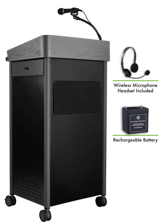 Lectern 24in W x 19in D x 46in H with Built-In Sound System by National Public Seating