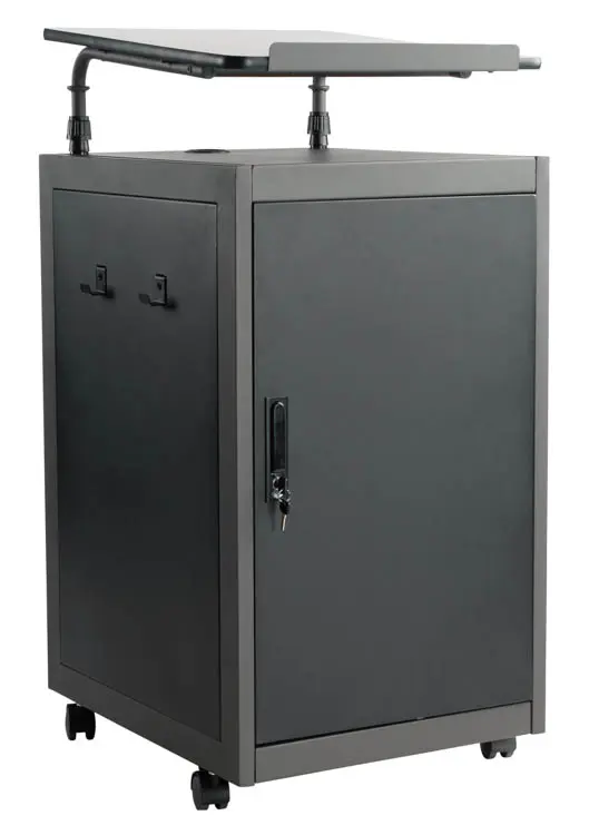 Lectern 20in W x 24in D x 41in H with Locking Storage Cabinet For Security by National Public Seating