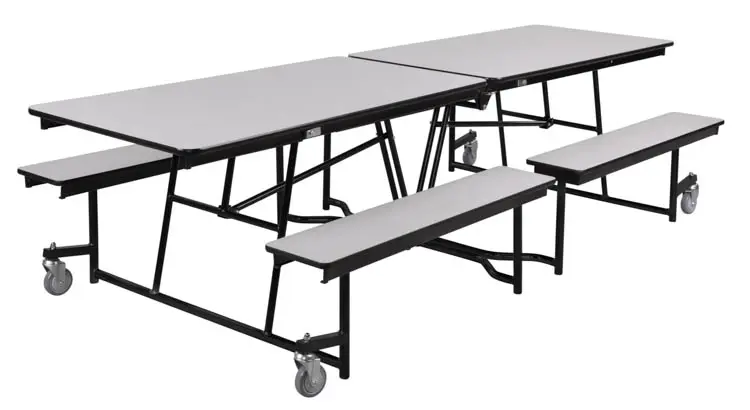 Cafeteria Table 144in W x 56in D with Bench Seating by National Public Seating