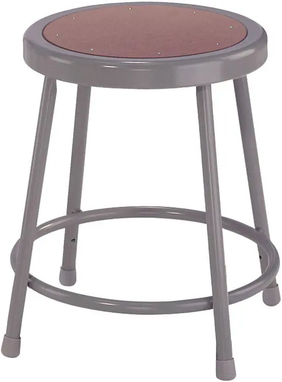 Round Stool, Height Range 18", Hardboard Gray