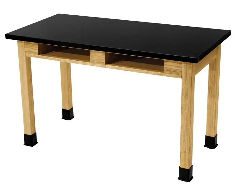 National Public Seating NPS Chemical Resistant Series Rectangular Science Table w/ Cubbies, 24 x 60, Black/Ashwood (SLT2460 | Quill