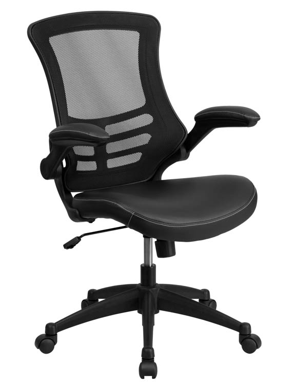 Mid-Back Mesh Swivel Chair with Leather Seat by Innovations Office Furniture