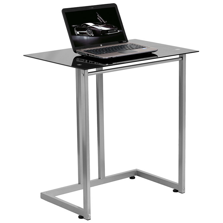 Black Tempered Glass Computer Desk by Innovations Office Furniture