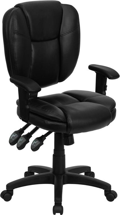 Black Leather Multi Function Task Chair by Innovations Office Furniture