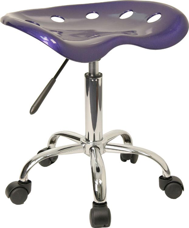 Vibrant Deep Blue Tractor Seat And Chrome Stool by Innovations Office Furniture