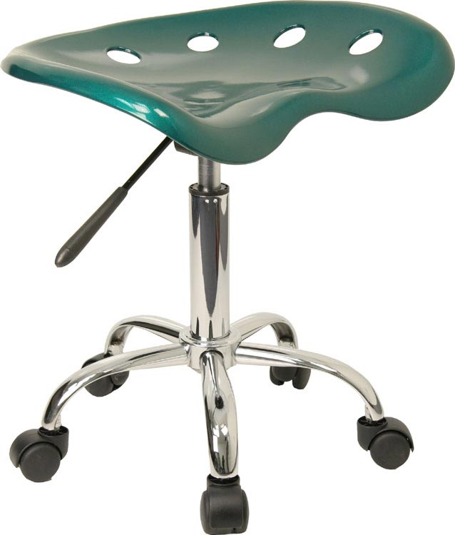 Vibrant Green Tractor Seat And Chrome Stool by Innovations Office Furniture