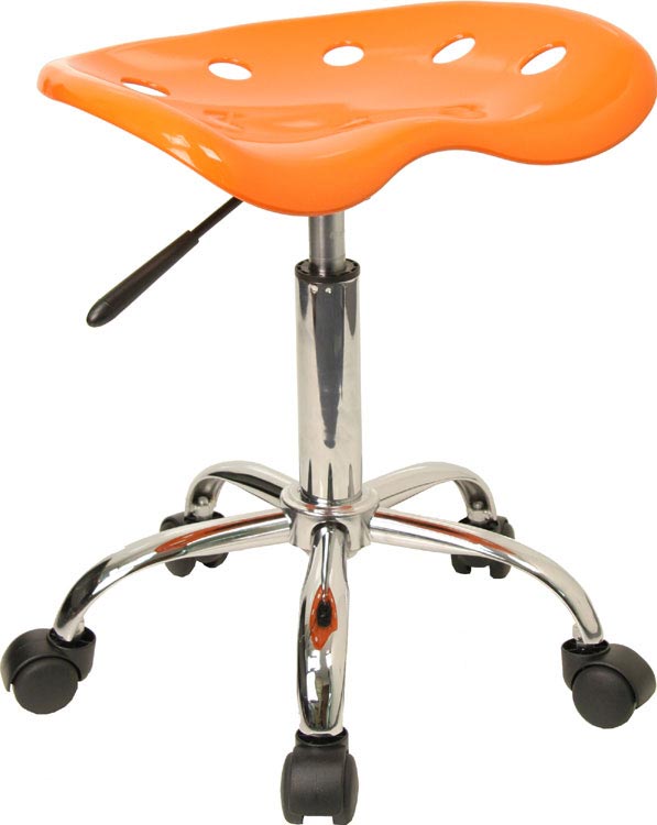 Vibrant Orange Tractor Seat And Chrome Stool by Innovations Office Furniture